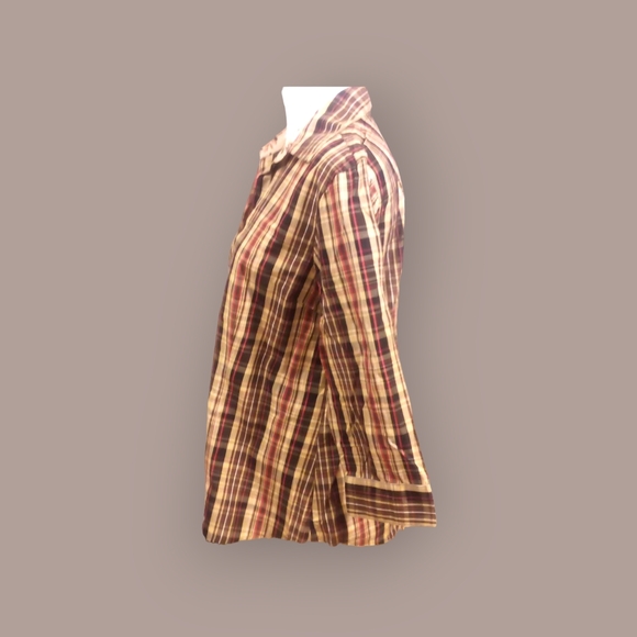 IB Diffusion petite large brown plaid top - Picture 4 of 7